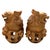 Mid 20th Century Chinese Export Carved Wood Guardian Foo Dog Statue, Pair For Sale - Image 4 of 14