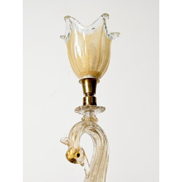 Swan Table Lamp in Murano Glass and 24 Karat Gold by Archimede Seguso, Italy 1950s For Sale - Image 9 of 14