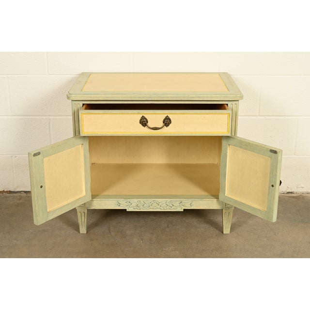 1960s Baker Furniture French Regency Louis XVI Cream Lacquered Nightstand, Circa 1960s For Sale - Image 5 of 14