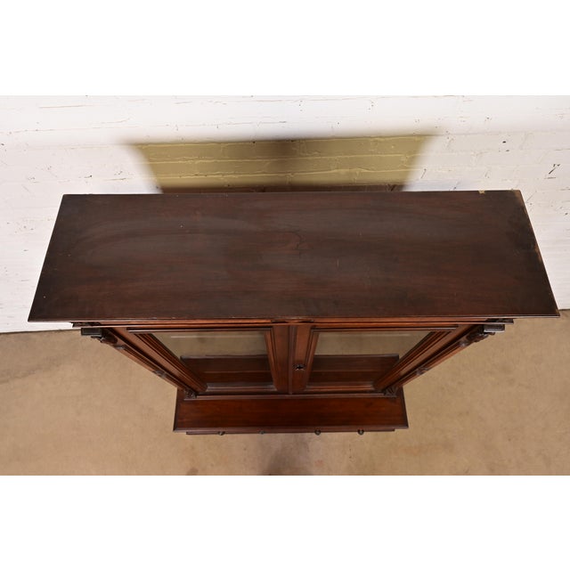 Herter Brothers Style Antique Eastlake Victorian Carved Walnut and Burl Wood Bookcase, Circa 1880s For Sale - Image 11 of 14