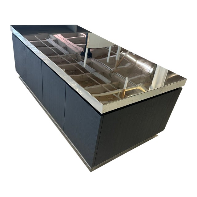 Modern Ebony and Chrome Closet Table , Cabinet With Storage For Sale