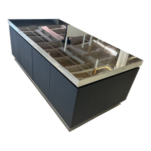 Modern Ebony and Chrome Closet Table , Cabinet With Storage