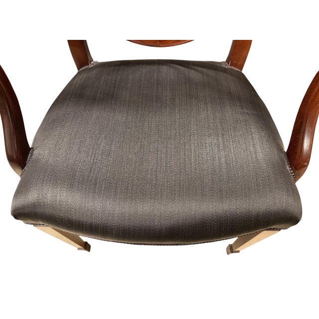 Wood Mid-20th Century Hepplewhite Style Shield Back Armchair For Sale - Image 7 of 8