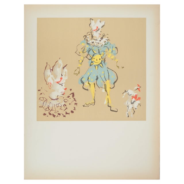 Christian Berard, Theater, Clown and Harlequin in the Sun, Lithograph For Sale