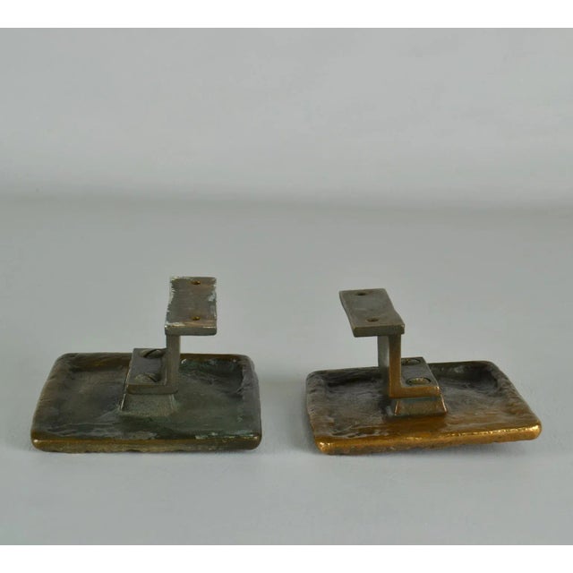 Square Bronze Push Pull Door Handles with Tree Relief, Set of 2 For Sale - Image 9 of 14