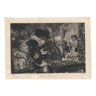 Adolph Von Menzel, A Forced Contribution, Etching, 1885 For Sale