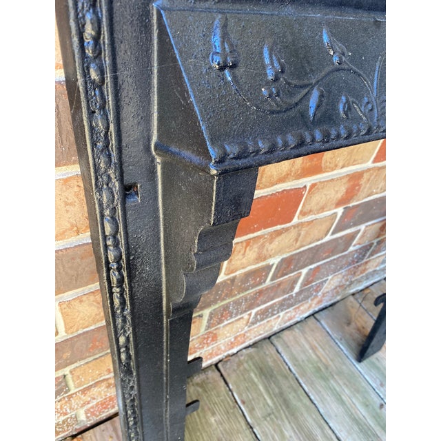 Black Antique Cast Iron Fleur De Lis Fireplace Surround For Sale - Image 8 of 15