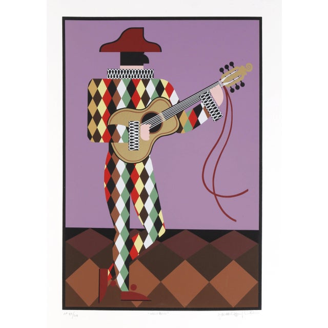 1980s Giancarlo Impiglia, "Harlequin", Art Deco Screenprint For Sale