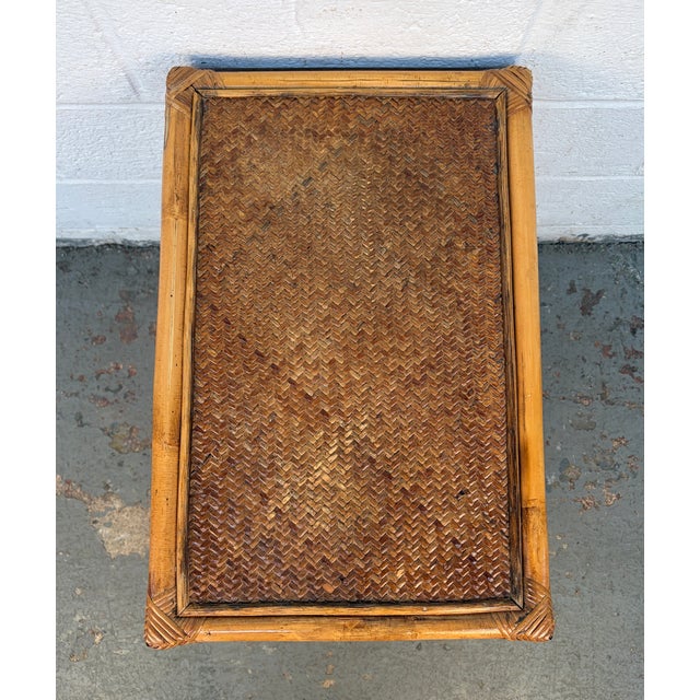 Mid 20th Century Vintage Bamboo and Rattan Nightstand For Sale - Image 5 of 12