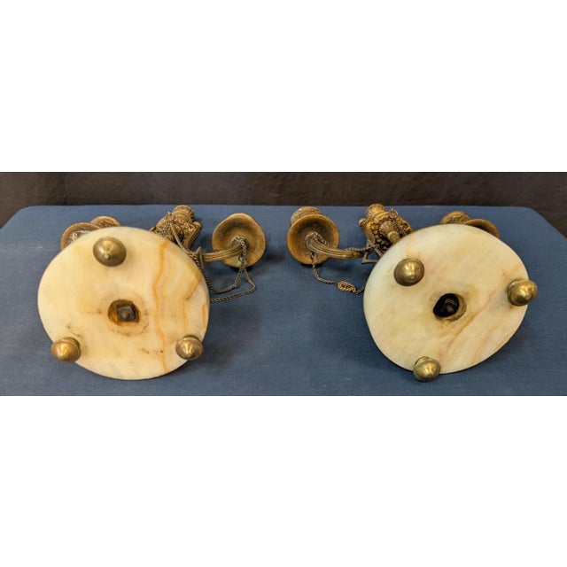 19th Century 19th Century French bronze & Marble Candelabra - A Pair For Sale - Image 5 of 5