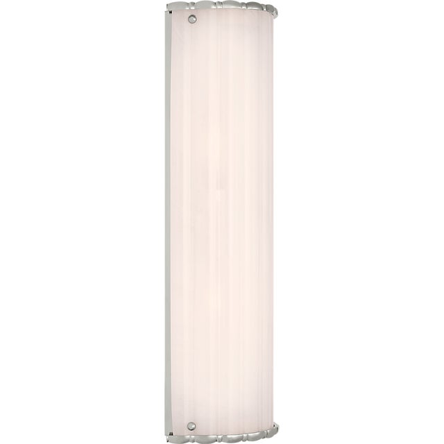 Modern AERIN for Visual Comfort Signature Rosehill 20" Linear Sconce in Polished Nickel with White Strie Glass For Sale - Image 3 of 9