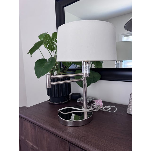 Contemporary Ralph Lauren Polished Chrome Articulating Swing Arm Table Lamp For Sale - Image 3 of 3