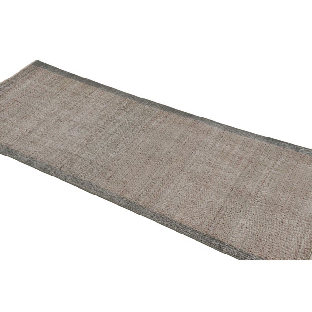 1950s Vintage Turkish Distressed Solid Runner in Gray and Brown Tones- Rug & Kilim For Sale - Image 5 of 7