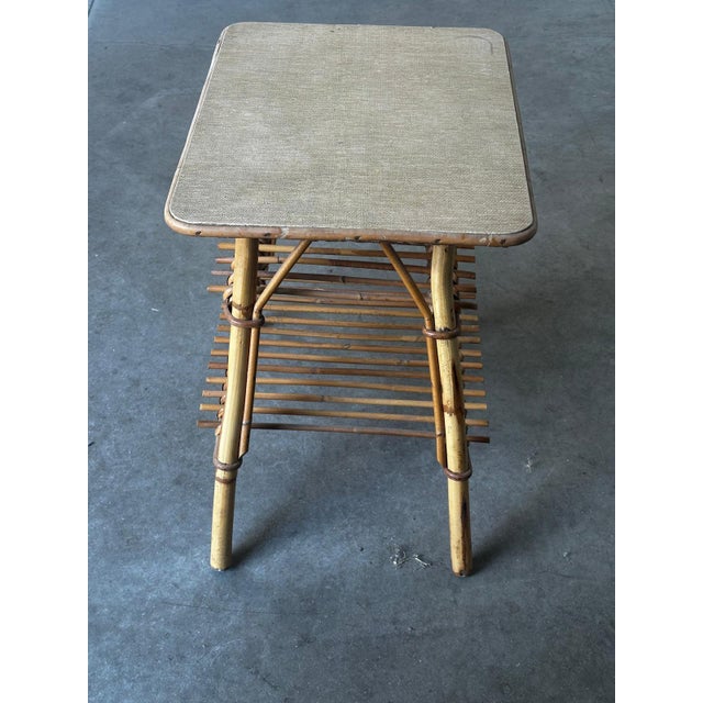 Vintage Bamboo and Rattan Side Table with Magazine Rack, 1970s For Sale - Image 10 of 16