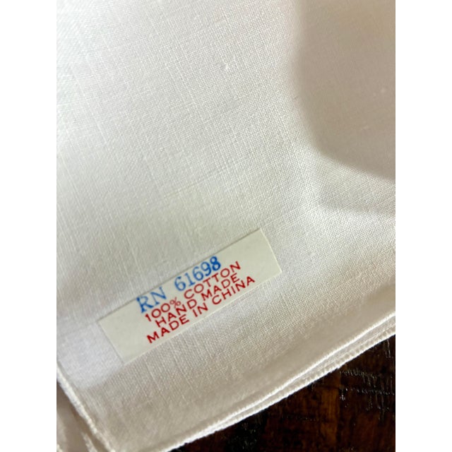 Vintage Handmade White Battenburg Lace Napkins Embroidered Borders Cotton - Set of 12 For Sale - Image 9 of 11