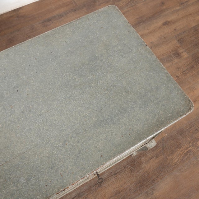 19th Century Swedish Blue Side Table Cabinet Nightstand on Cabriolet Legs For Sale - Image 6 of 12