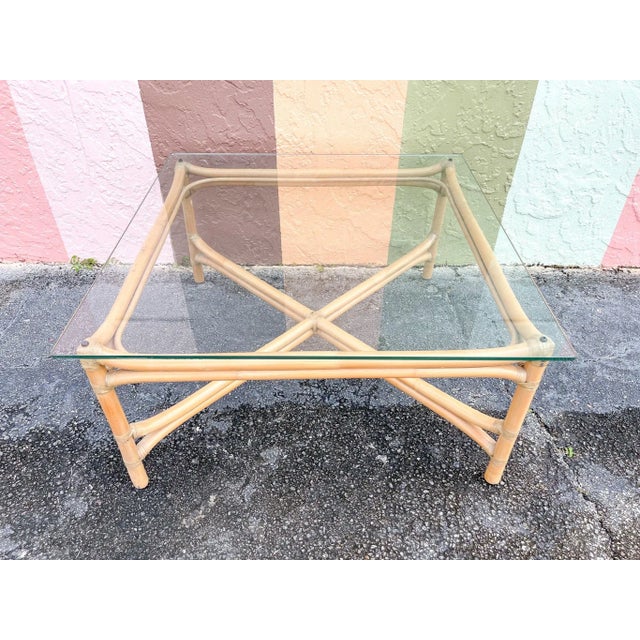 Ficks Reed Palm Beach Regency Ficks Reed Rattan Coffee Table For Sale - Image 4 of 6