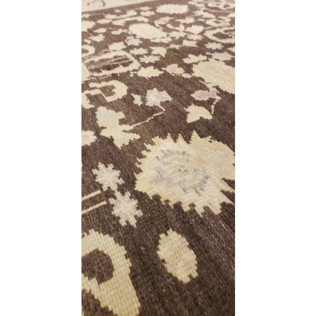 Textile Antique Oushak Carpet, Handmade Turkish Oriental Rug, Beige, Taupe, Charcoal For Sale - Image 7 of 18