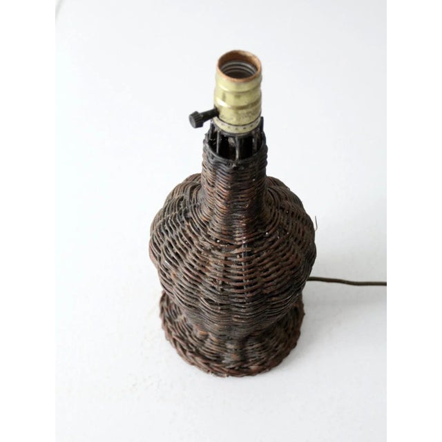 Brown Vintage Wicker Table Lamp For Sale - Image 8 of 12