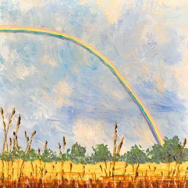 Follow Every Rainbow Original 6" X 6" Acrylic Painting Nature Theme Wall Art For Sale - Image 6 of 7