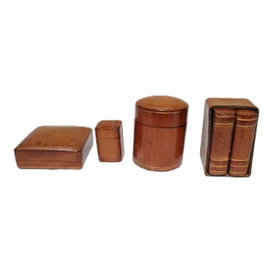 Collection of Four Vintage Florentine Scuola Del Cuoio Embossed Leather Boxes