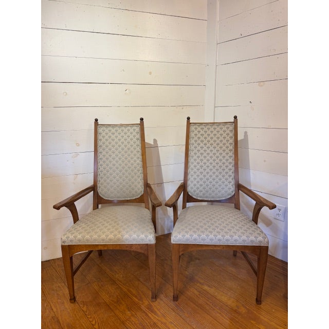 1950s MCM Cane Back Dining Chairs With Upholstered Seats (8) For Sale - Image 4 of 14