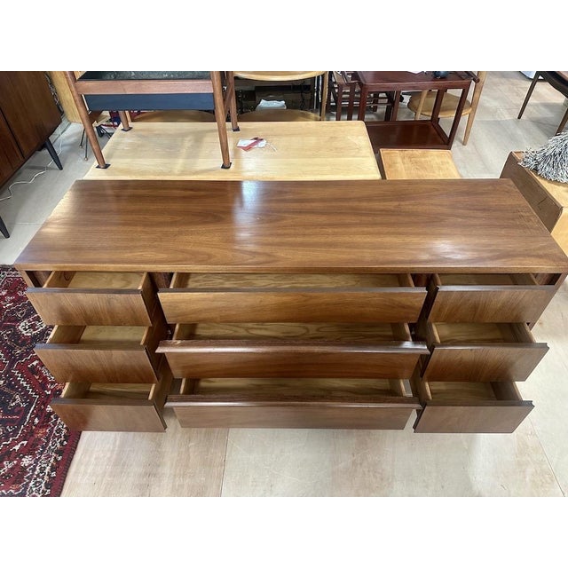 Wood Kent Coffey ‘Predicta’ 9 Drawer Lowboy Dresser For Sale - Image 7 of 10