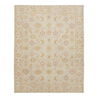 Rug & Kilim’s Contemporary Sultanabad Style Rug in Beige & Pink With Floral Patterns For Sale