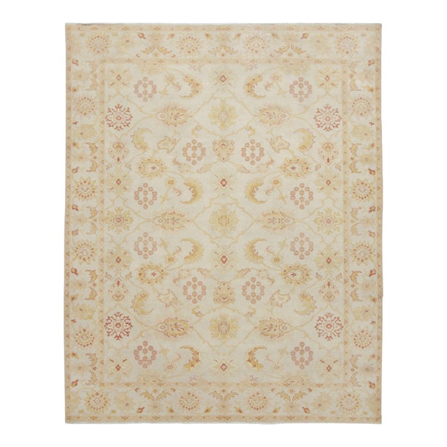 Rug & Kilim’s Contemporary Sultanabad Style Rug in Beige & Pink With Floral Patterns For Sale
