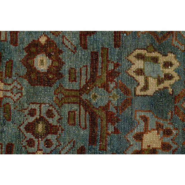 Exquisite Antique Bidjar Style Hand-Knotted Wool Rug in Muted Steel Blue and Rust For Sale In New York - Image 6 of 8