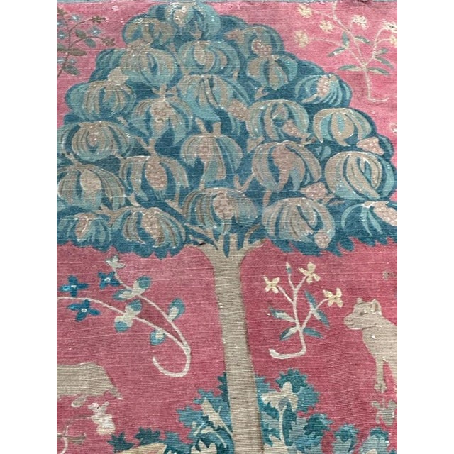 Antique French Screen Printed Tapestry Lady and Licorn, 1950s For Sale - Image 17 of 18
