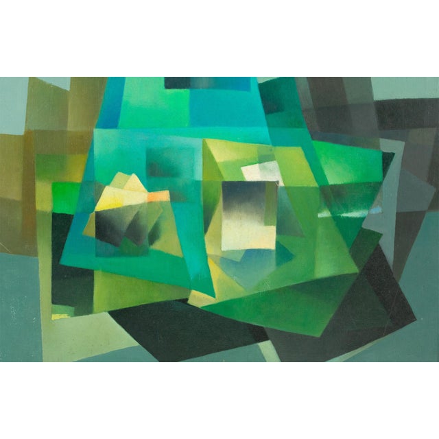 Textile Abstract Cubist Oil on Canvas Painting by Ivo Tartarini, Circa 1970 For Sale - Image 7 of 18