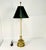 French Mid-Century French Regency Neoclassical Candlestick Table Lamp & Reptile Embossed Black Shade For Sale - Image 3 of 13
