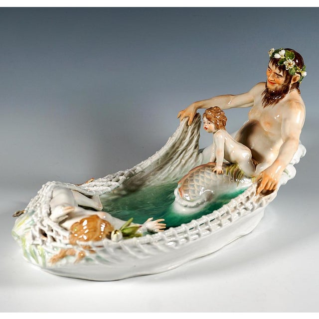 Art Nouveau Group Capture of a Nymph attributed to Paul Helmig for Meissen, Germany, 1902 For Sale - Image 5 of 14