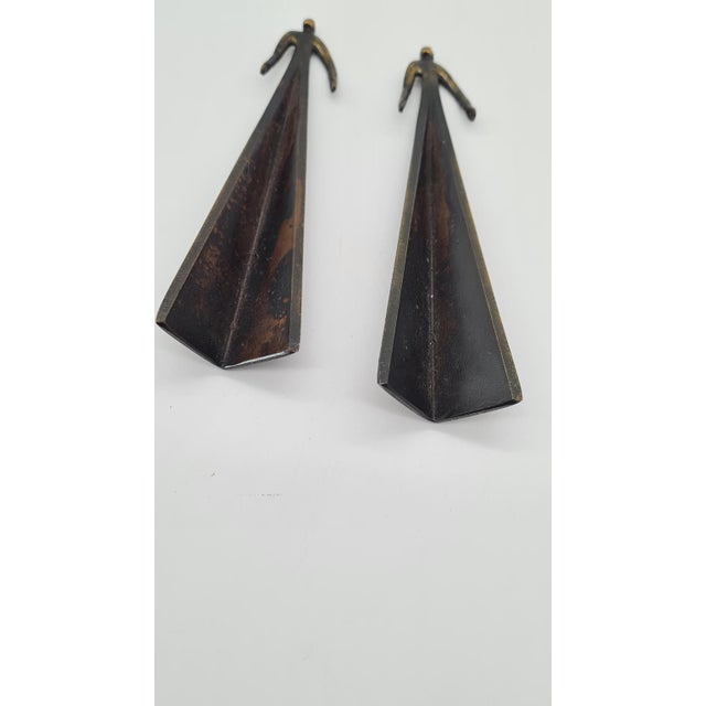 Metal Vintage Bronze Sculptures, 1980s, Set of 2 For Sale - Image 7 of 8
