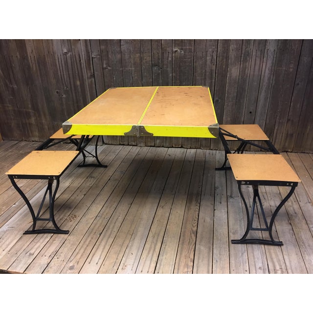 Vintage Portable Metal Folding Picnic Table Chairish