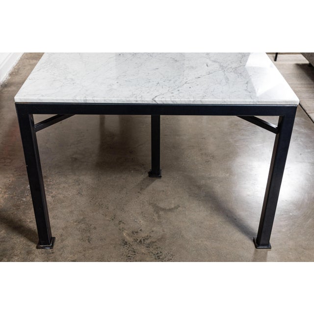 Contemporary Custom Metal and Carrara Marble Dining Table For Sale - Image 3 of 12