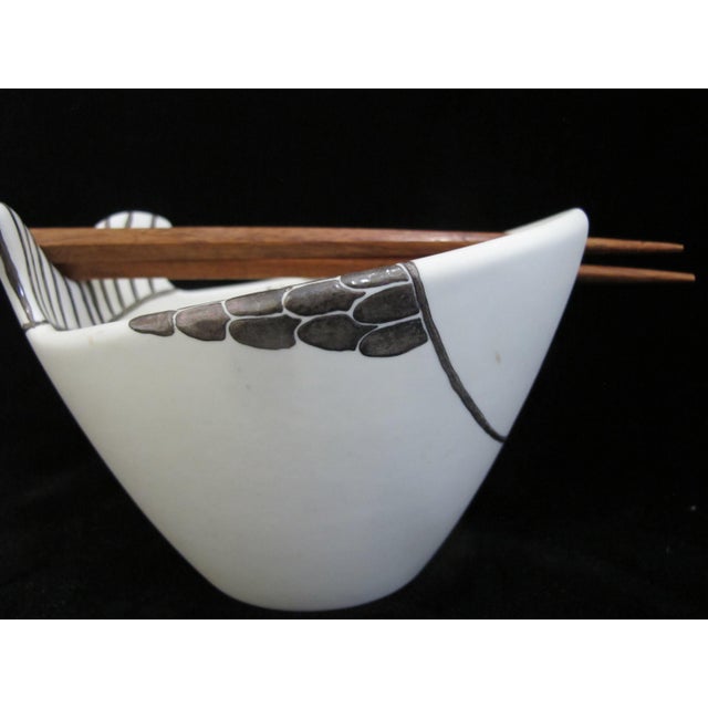 Emilia Castillo Emilia Castillo Mexico Sterling Silver Pottery Fish Ramen Bowl With Chopsticks For Sale - Image 4 of 12