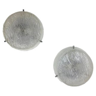 Ice Glass Sconces in the style of Kalmar, Germany, 1970s, Set of 2 For Sale