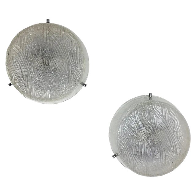 Ice Glass Sconces in the style of Kalmar, Germany, 1970s, Set of 2 For Sale