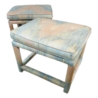 Mid Century Upholstered Ottomans, a Pair For Sale