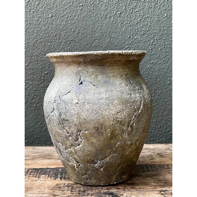 Vintage Textured Ceramic Pottery Vase For Sale In West Palm - Image 6 of 14