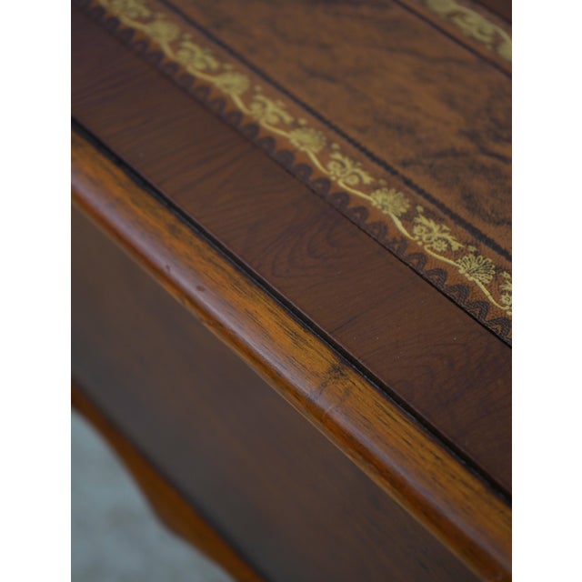 Brown Trosby English Inlaid Leather Top Coffee Table For Sale - Image 8 of 17