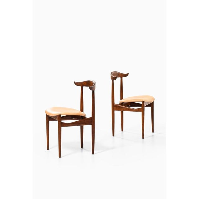 1950s Dining Chairs in Leather and Rosewood attributed to Knud Færch, 1950s, Set of 6 For Sale - Image 5 of 11