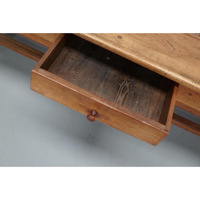 Rustic Antique 19th Century French Rustic Elm Farmhouse Dining Table For Sale - Image 3 of 18