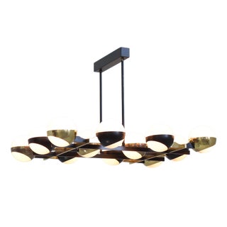 Vintage 12-Light Opal Glass and Metal Pendant Lamp from Stilnovo, 1958 For Sale