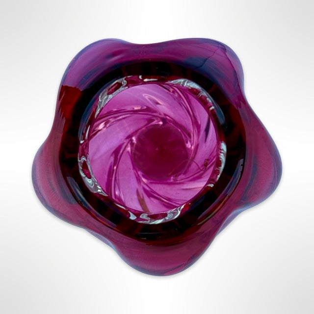 Red Vintage Josef Hospodka Cranberry Glass Vase – Chribska Czech Art Glass, Mid-Century For Sale - Image 8 of 8