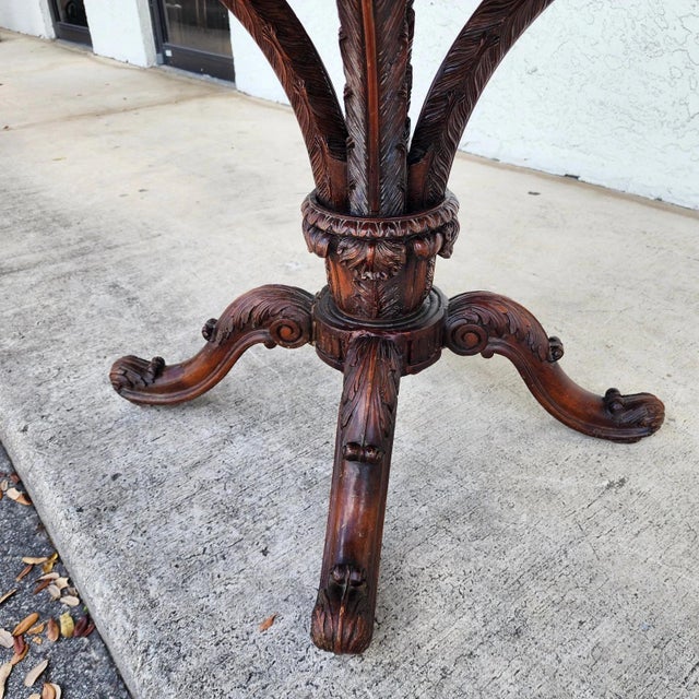 19th Century Empire Revival Center Table Carved Mahogany With Granite Top For Sale In Miami - Image 6 of 12