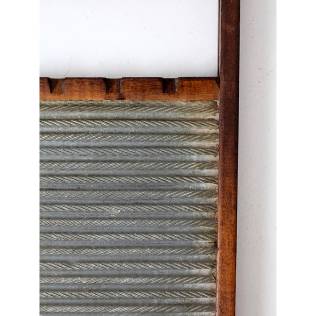 Antique Wood and Metal Double Sided Washboard For Sale - Image 10 of 12