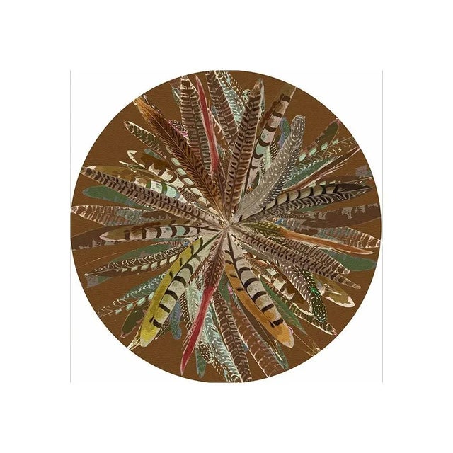 These pebbled vinyl leather placemats have patterns on the front and off-white on the back. This set can be used indoors...